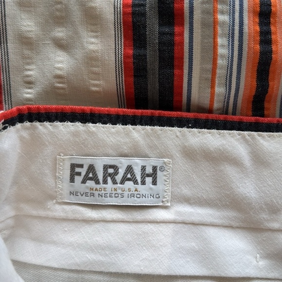 Farah Y2K White and Red Casual Striped Vintage Pants size Large - Picture 3 of 4